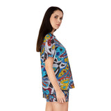 Cascading Grace Women's Short Pajama Set (AOP)