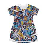 Cascading Grace All Over Print T-Shirt Dress